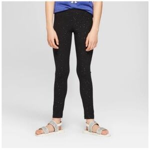 Cat & Jack Black Glitter Sparkle Mid Rise Full Length Leggings Size L 10/12